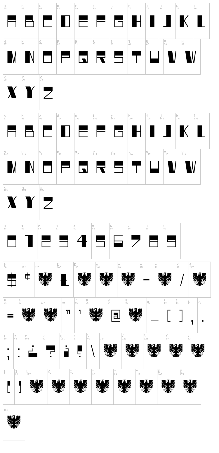 DK Dortmunder Ecke font map